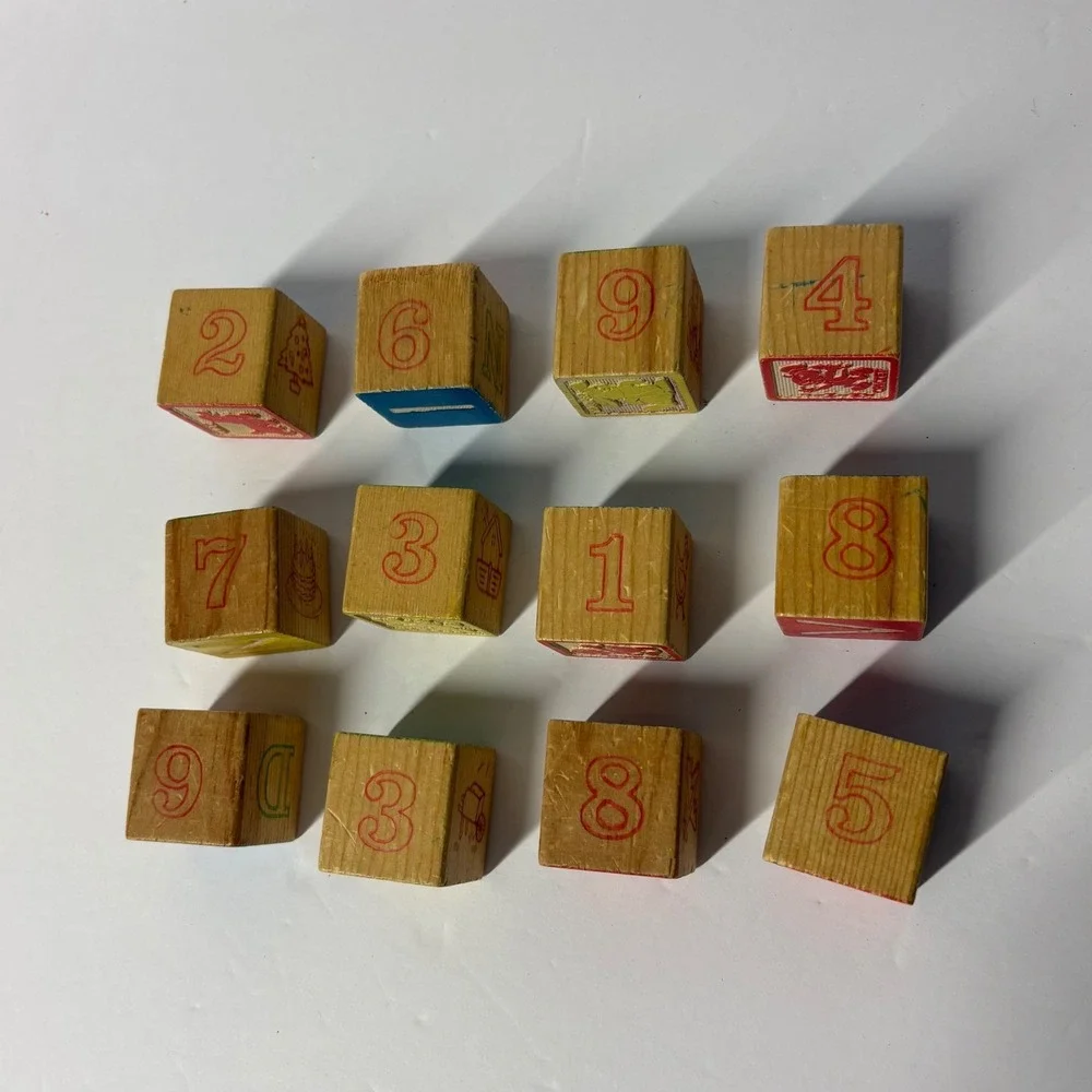 Vintage Disney Wooden Alphabet Blocks 12pc Characters Numbers Letters Decor